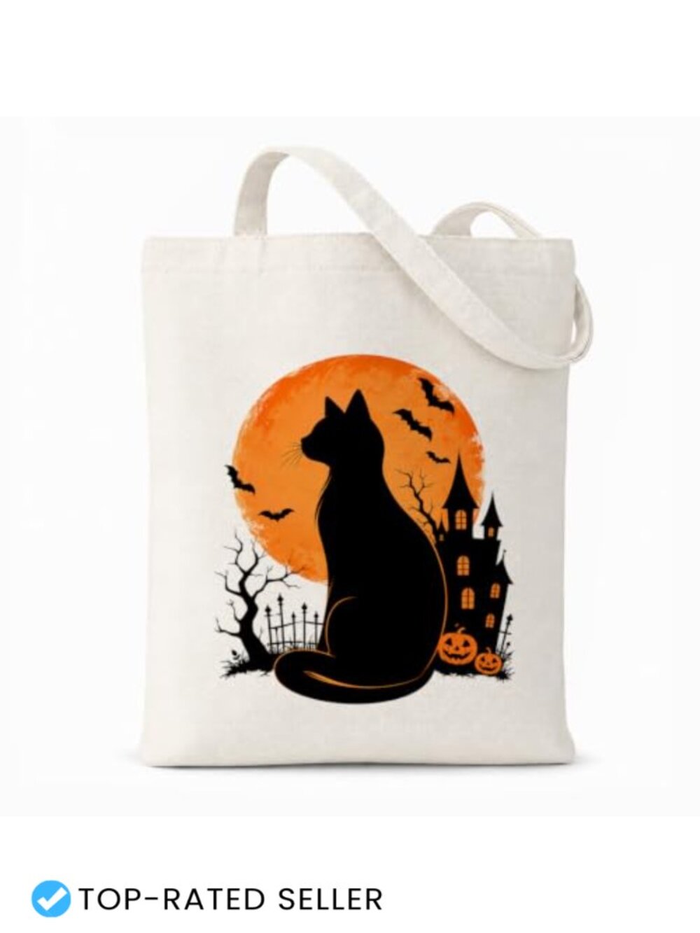 Large Canvas Tote Bag, Reusable Shopping & Work Bag, Halloween Style